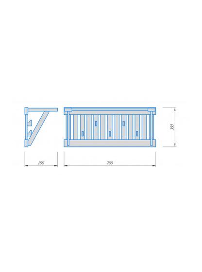 Cuier Tesli 700 × 300 × 250 (cu poliță)