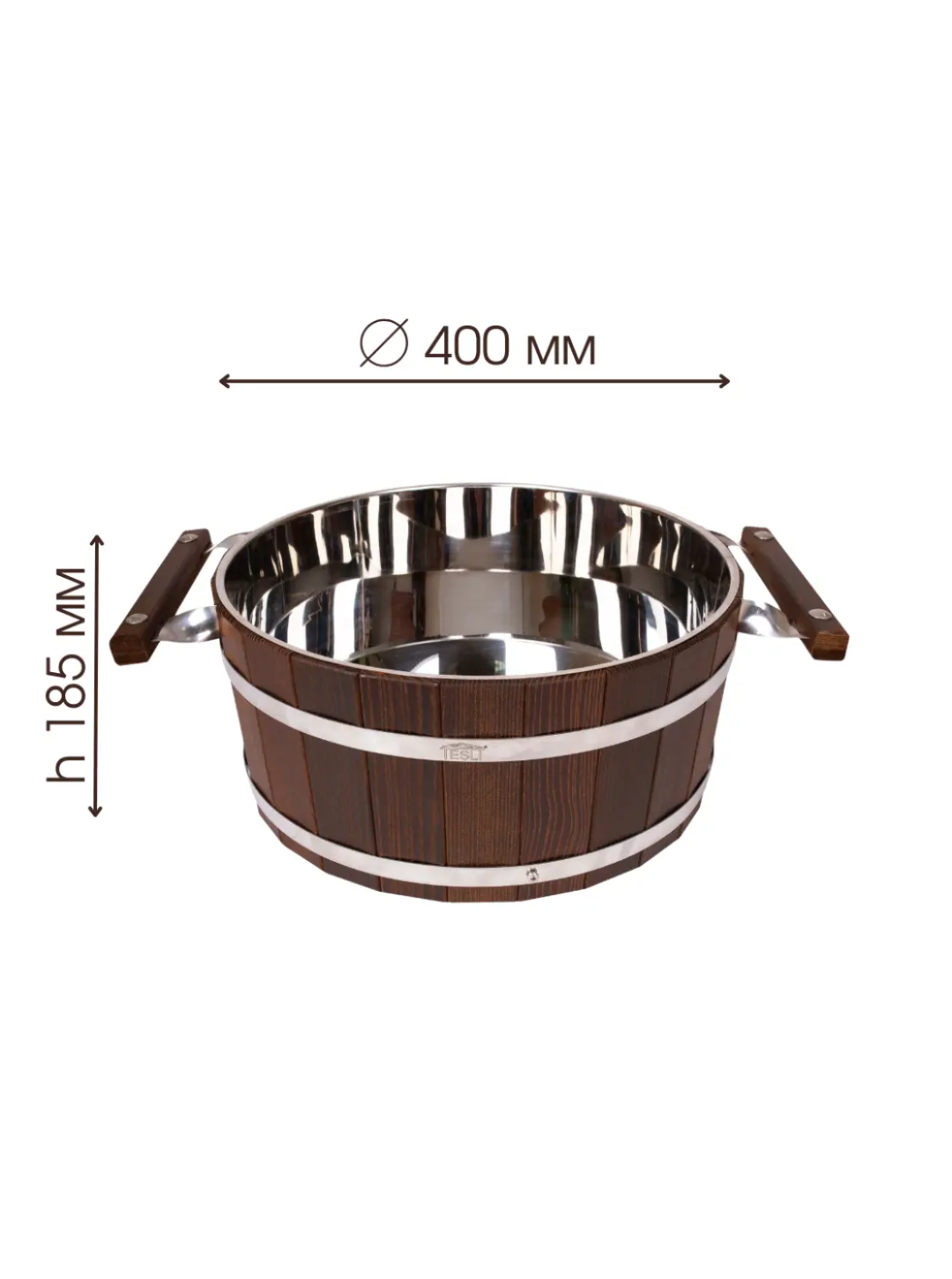 Vas de infuzare Tesli 15 l din lemn termotratat cu inserție din oțel inoxidabil